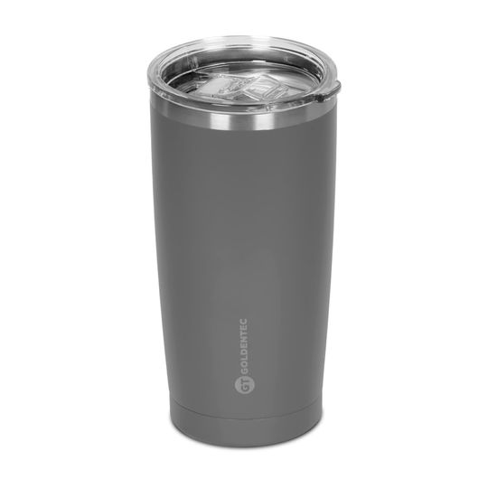 Copo Térmico Goldentec GT Colors Inox 600ml para bebidas quentes ou frias com tampa Cinza