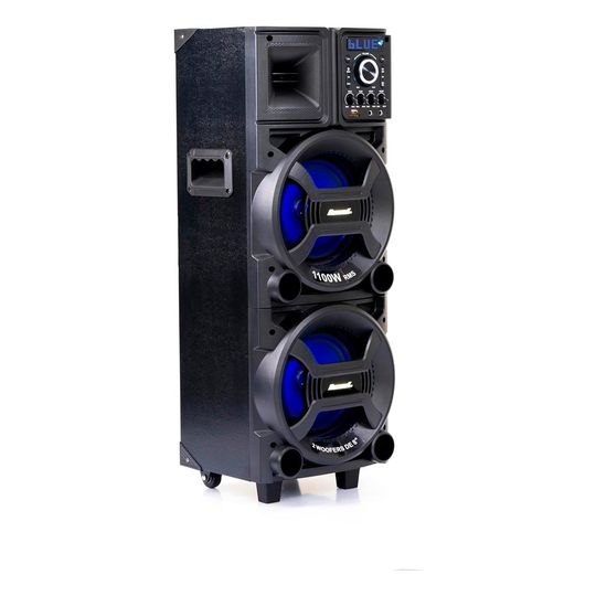 Caixa de Som Amplificada Amvox Black Duplo 8 ACA 1101, 1100W RMS, Bluetooth, USB