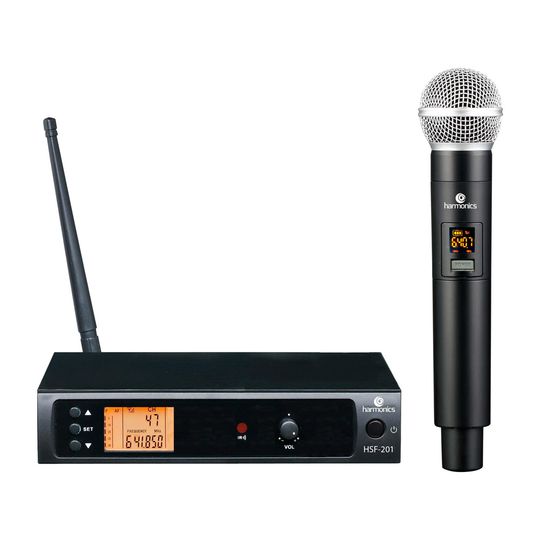 Microfone Sem Fio Harmonics HSF-200, Simples, Display Digital, Função Auto Scan