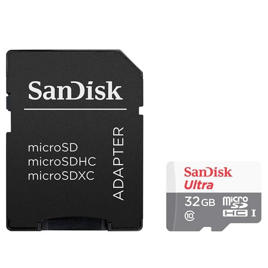 Cartão Micro SD SanDisk Ultra MicroSDHC, 32GB, Com Adapador - DSQUNR-032G-GN3MA