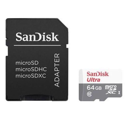 Cartão de Memória Micro SD SanDisk Ultra 64GB Classe 10 + Adaptador - SDSQUNR-064G-GN3MA