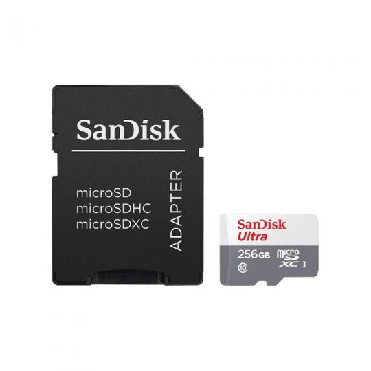 Cartao-de-Memoria-SanDisk-Micro-SD-256GB---Adaptador-CL10---SDSQUNR-256G-GN6TA