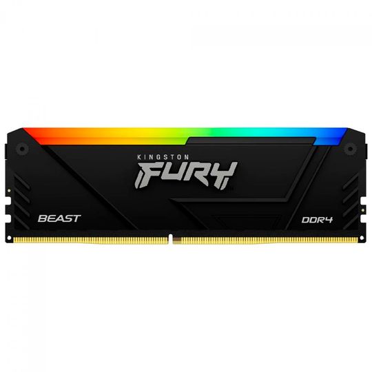 Memória Gamer Kingston 8GB DIMM DDR4 3200Mhz Fury Beast RGB CL16 1Rx8 288 pinos para desktops