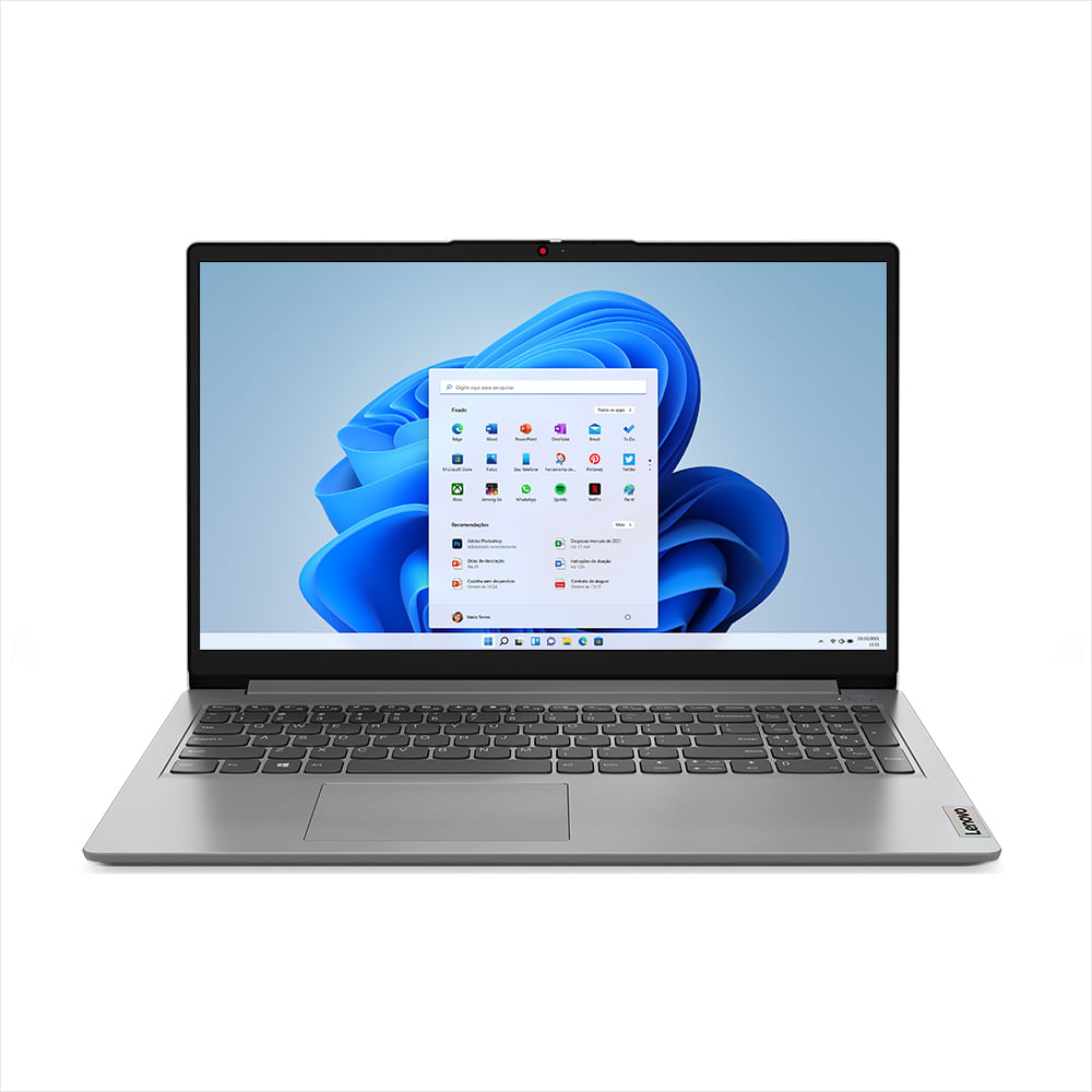 Notebook Lenovo IdeaPad 1i, Intel Core i5-1235U, Tela 15.6 HD, 8GB DDR4, 512GB SSD, Windows 11, Cinza - 82VY000QBR