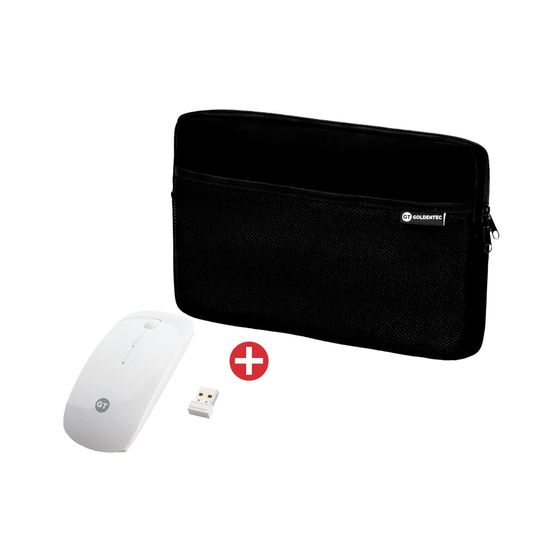 Kit Mouse Sem Fio USB WSL Branco | Goldentec + Case para Notebook 15.6