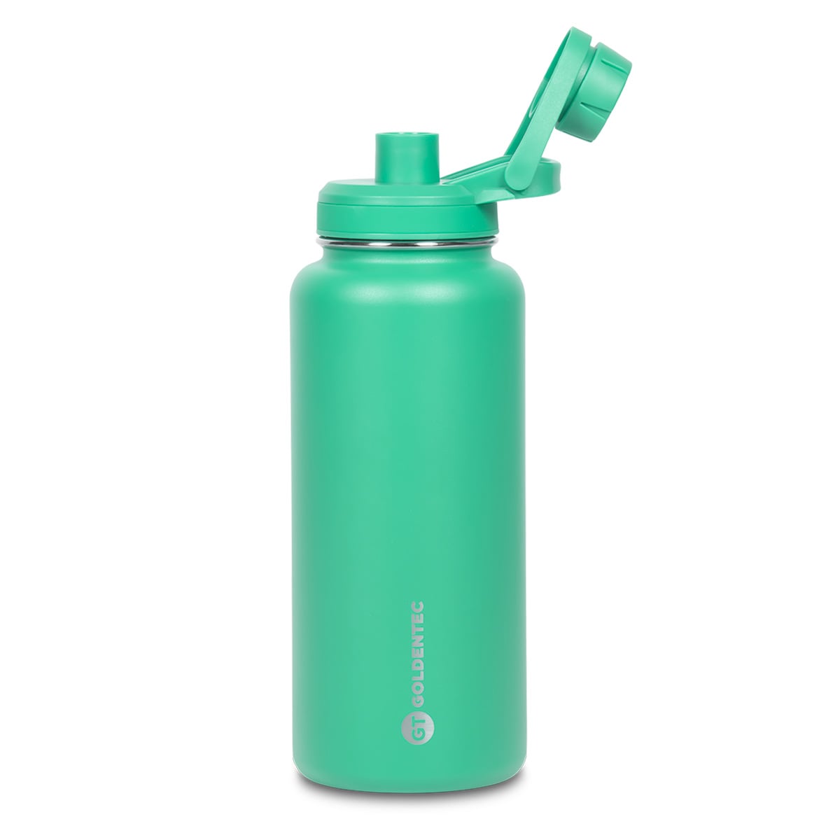 Garrafa Térmica Goldentec GT Colors Inox 1000ml Verde Claro para bebidas quentes ou frias com tampa com bico e base emborrachada