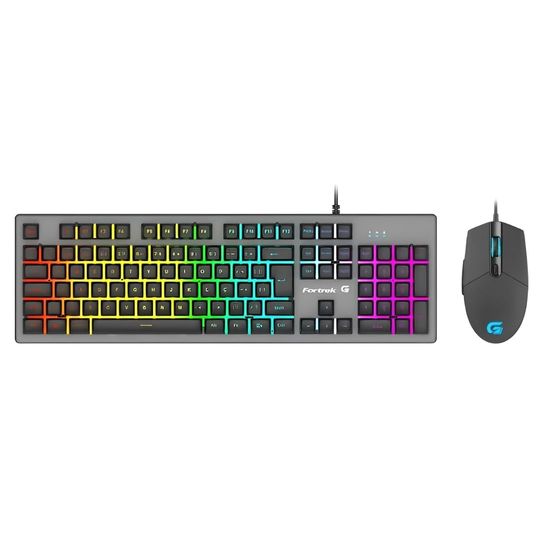 Kit Gamer Fortrek Ranger Rainbow, Teclado ABNT2 e Mouse, LED Rainbow, USB - 70551