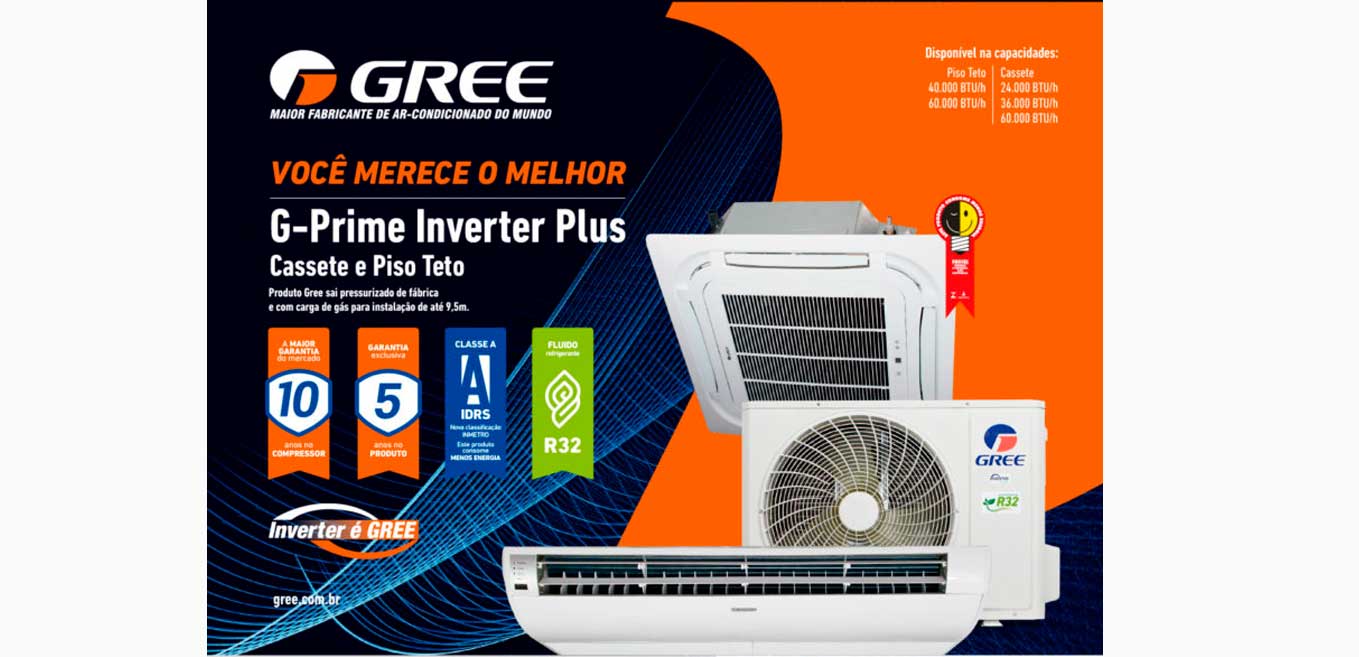 Ar Condicionado Inverter 24.000 Btus Gree G-Prime Plus R32 Split Cassete Frio 220V