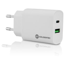 Carregador-de-Parede-Goldentec-Fast-Charge-USB-C-20W---USB-3.0-20W-Bivolt-Branco