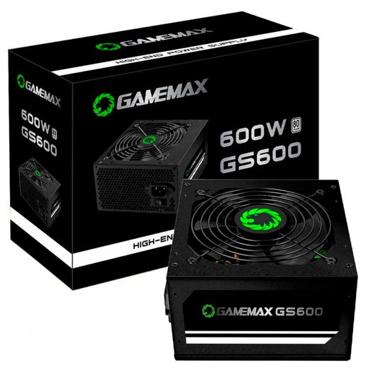 Fonte Gamer Gamemax GS600, 600W, 80 Plus White, PFC Ativo