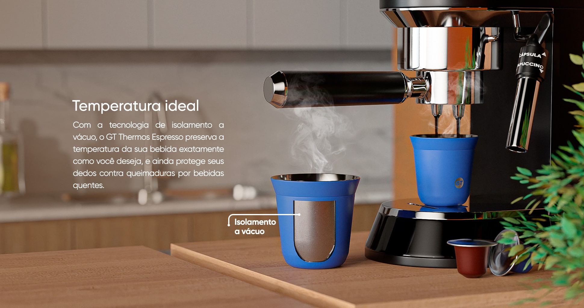 Copo Térmico Goldentec GT Espresso 80ml Azul