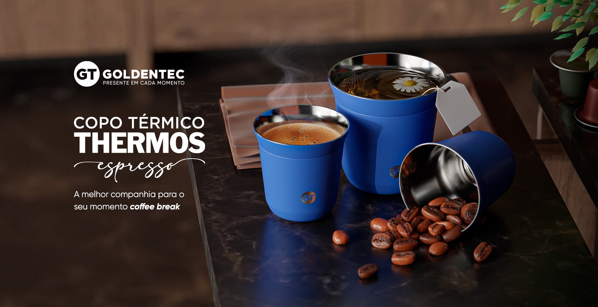 Copo Térmico Goldentec Colors Espresso 80ml Azul