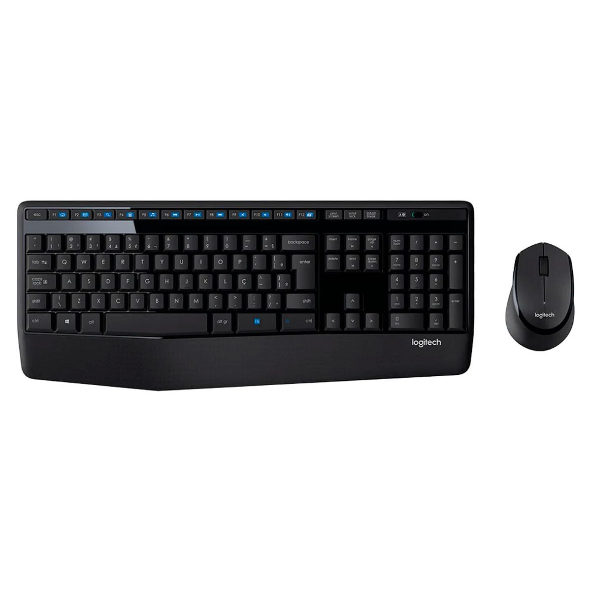 Teclado e Mouse Logitech MK345 Sem Fio 1000DPI Preto ABNT2 - 920-007821            