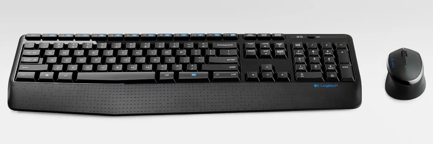 Teclado e Mouse Logitech MK345 Sem Fio 1000DPI Preto ABNT2 - 920-007821