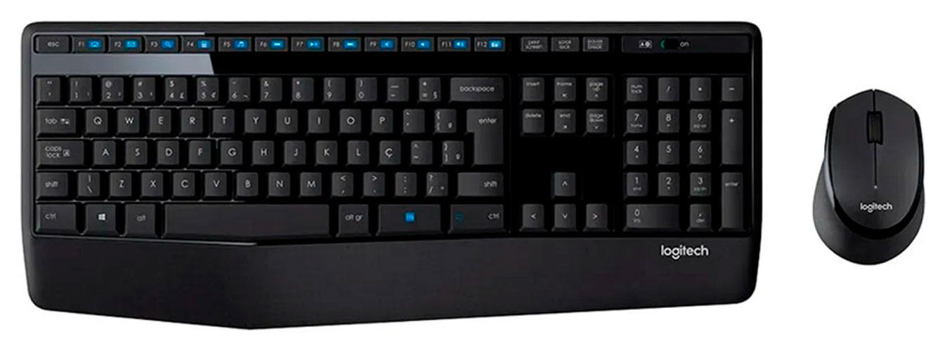 Teclado e Mouse Logitech MK345 Sem Fio 1000DPI Preto ABNT2 - 920-007821