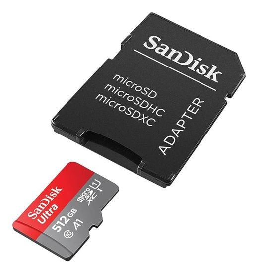 Cartão Micro SD Sandisk Ultra 512GB + Adaptador 150MB - SDSQUAC-512G-GN6MA