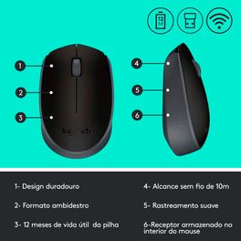 Mouse-sem-fio-Logitech-M170-com-Design-Ambidestro-Compacto-Conexao-USB-e-Pilha-Inclusa-Preto-e-Cinza---910-004940