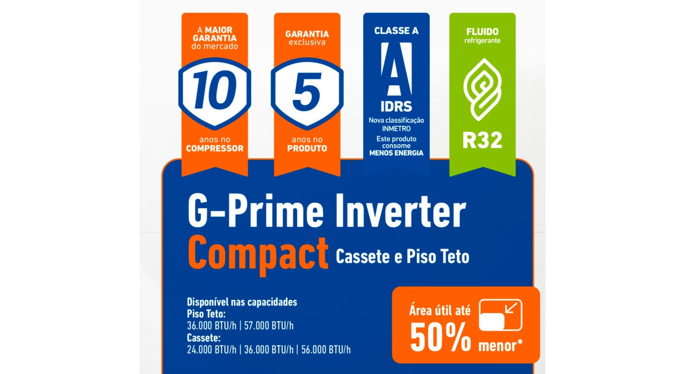 Ar Condicionado Inverter 36000 Btus Gree Cassete G-Prime Compact Inverter Frio 220v