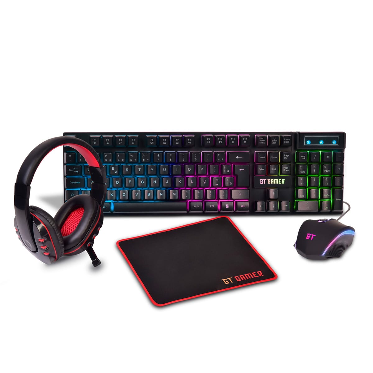 Kit Gamer Goldentec com Headset 7 modos de iluminação + Teclado + Mouse 1200DPI + Mousepad        