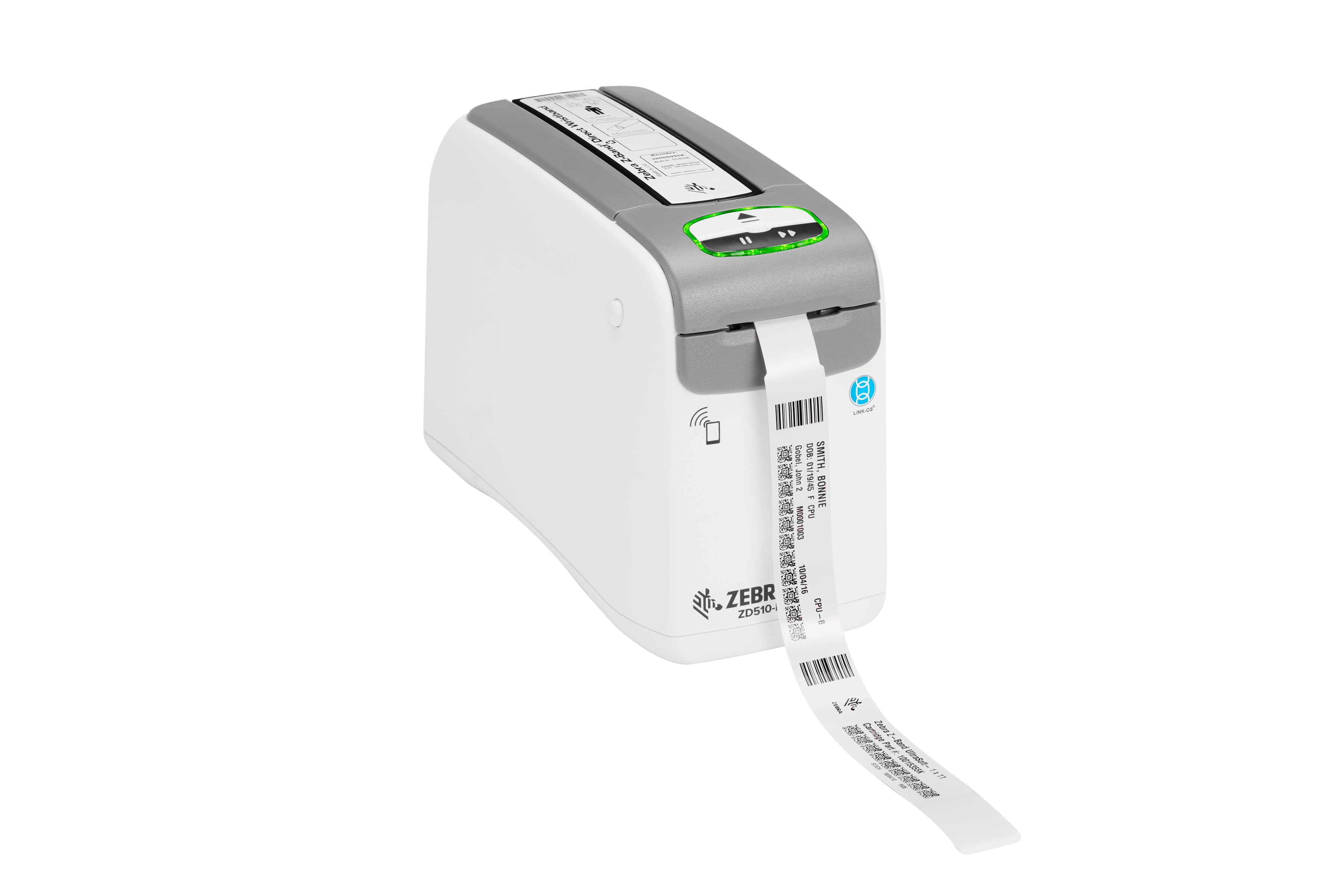 Impressora de Pulseira Zebra, USB, Serial, Bluetooth e Ethernet, ZD510 HC 300dpi, Branca - ZD51013-D0AE00FZ