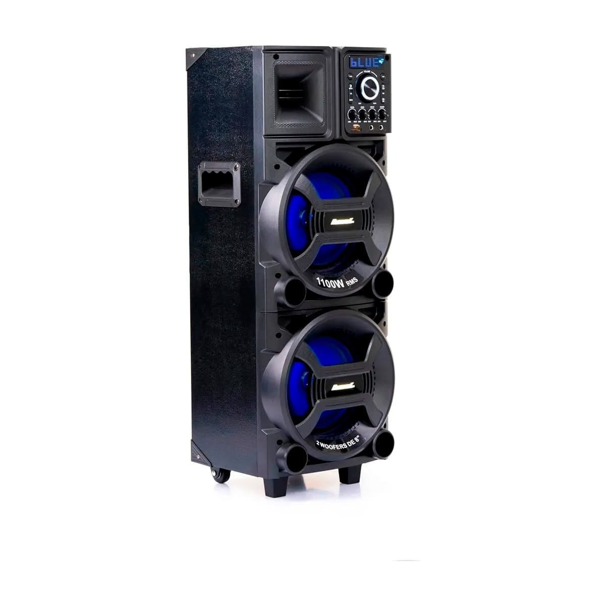 Caixa de Som Amplificada Amvox Black Duplo 8 ACA 1101, 1100W RMS, Bluetooth, USB