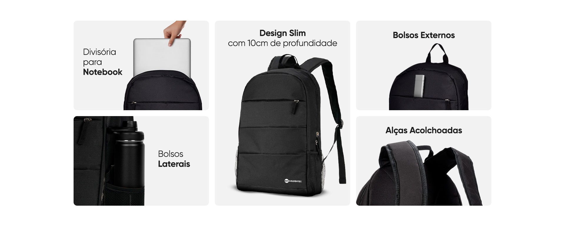 Mochila para Notebook 15.6 Goldentec GT Slim