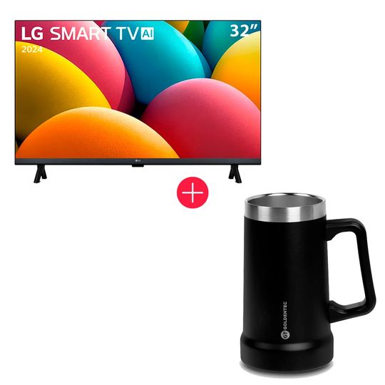 Smart-TV-32--LG-HD-32LR600BPSA-2024-ThinQ-AI-Smart-Magic-Alexa---Caneca-Termica-Goldentec-Thermos-Beer-730ml-Preta