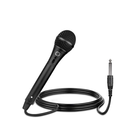 Microfone Voice Goldentec com fio 5m, para Caixa de Som, Karaokê, Preto