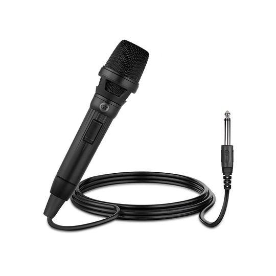 Microfone Voice Plus Goldentec Metal com fio 5m, para Caixa de Som, Karaokê, Preto