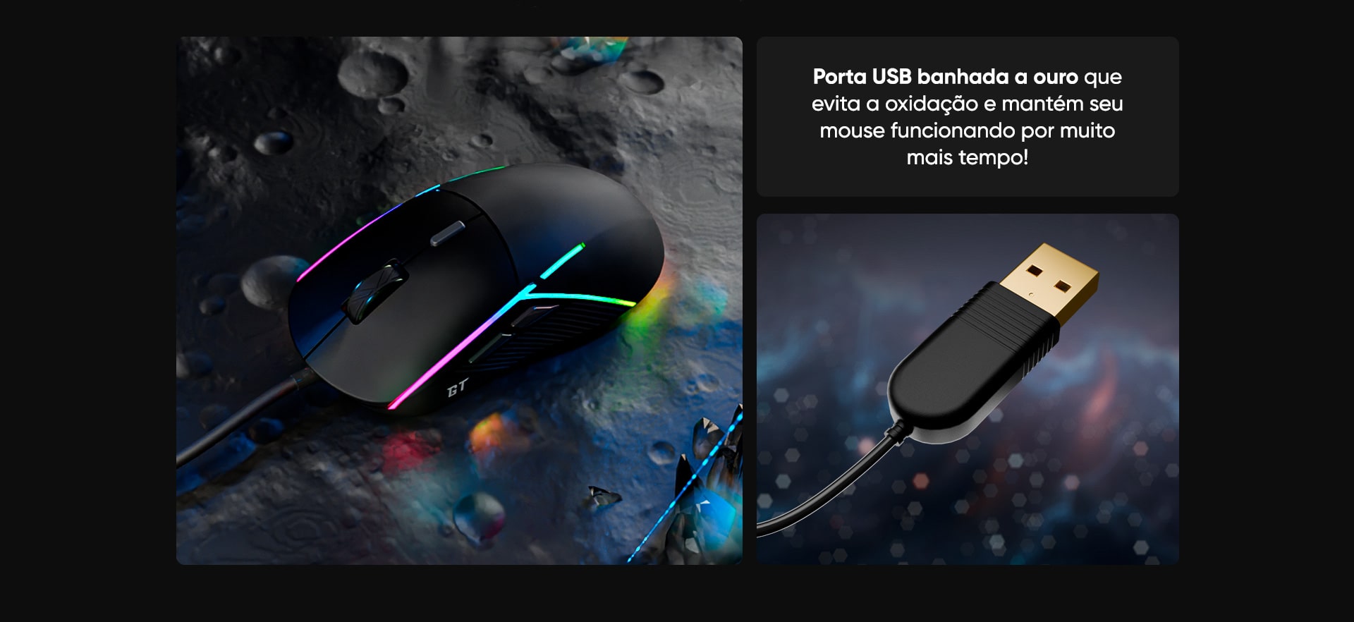 Mouse Gamer Goldentec GT Nebula RGB, 12800 DPI, 6 botões