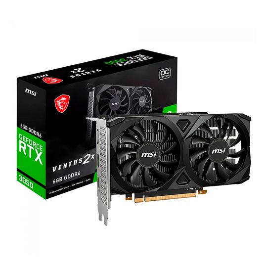 Placa de Vídeo MSI NVIDIA GeForce RTX 3050 Ventus 2X OC, 6GB GDDR6 DLSS, Ray Tracing - 912-V812-016