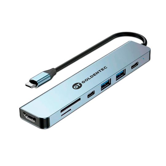 Hub-Adaptador-Goldentec-USB-C-7-em-1-com-USB-C-PD-USB-3.0-USB-2.0-SD-TF-HDMI