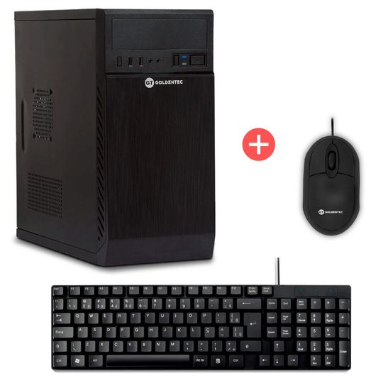 Kit com Computador Intel® Core™ I3, 4GB, SSD 240GB + Teclado Slim com Fio 950 ABNT2 + Mouse Óptico com Fio USB | Goldentec