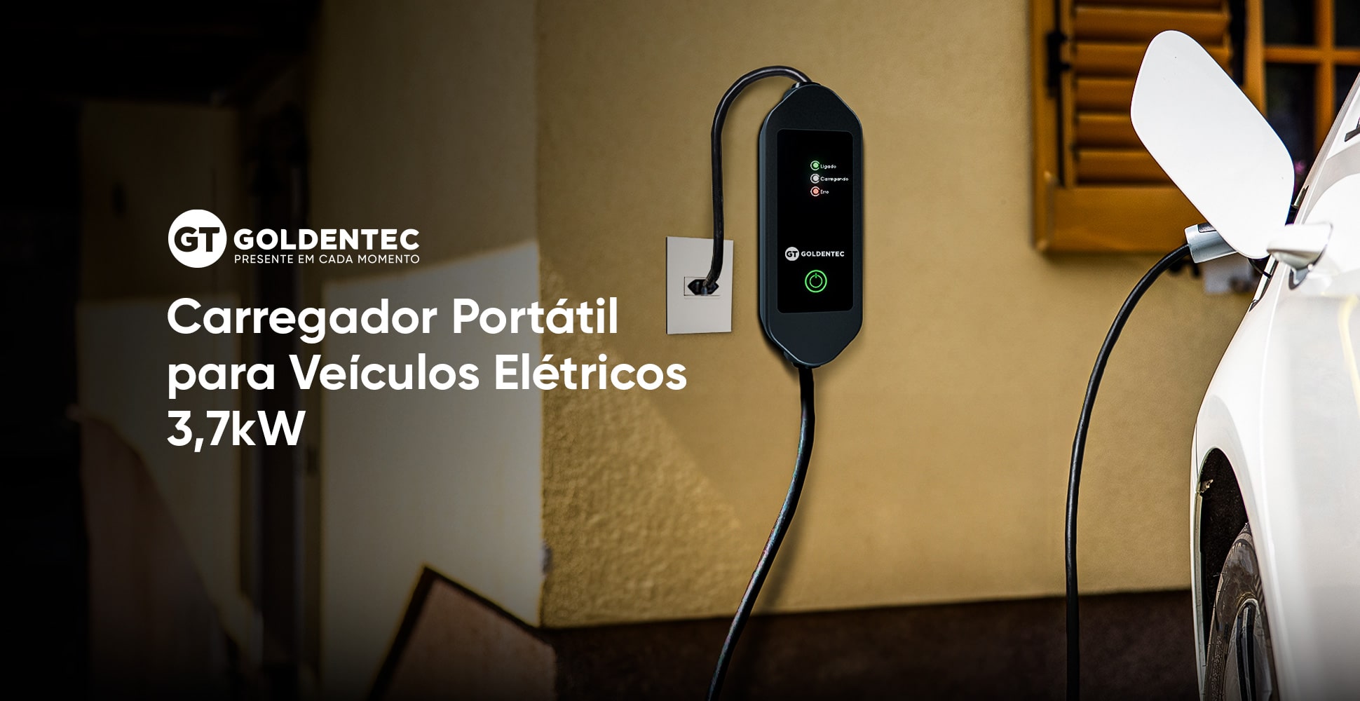 Carregador de Veículo Elétrico Goldentec Portátil 3,7kW