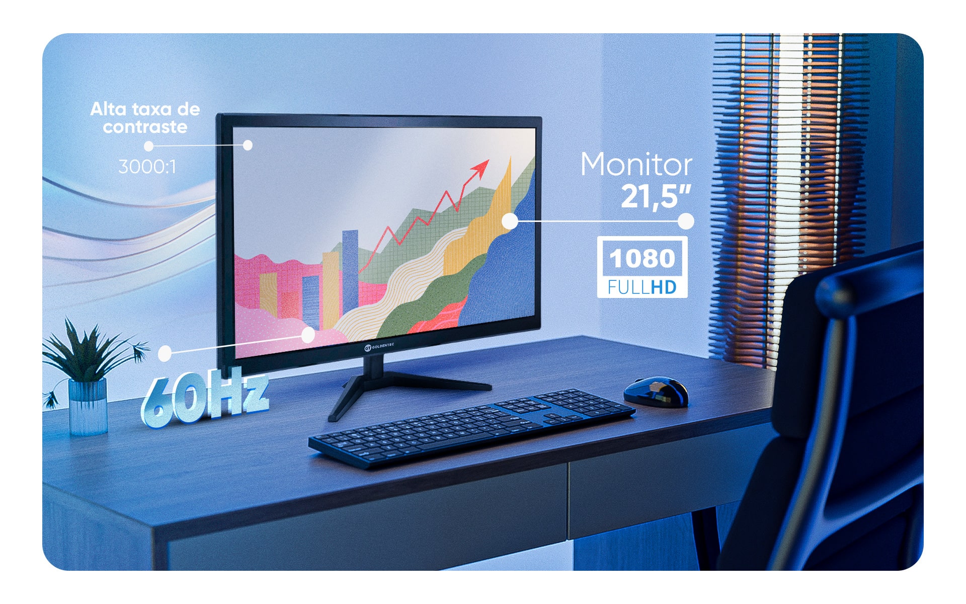 Monitor 21,5 Goldentec Full HD Flat 60Hz