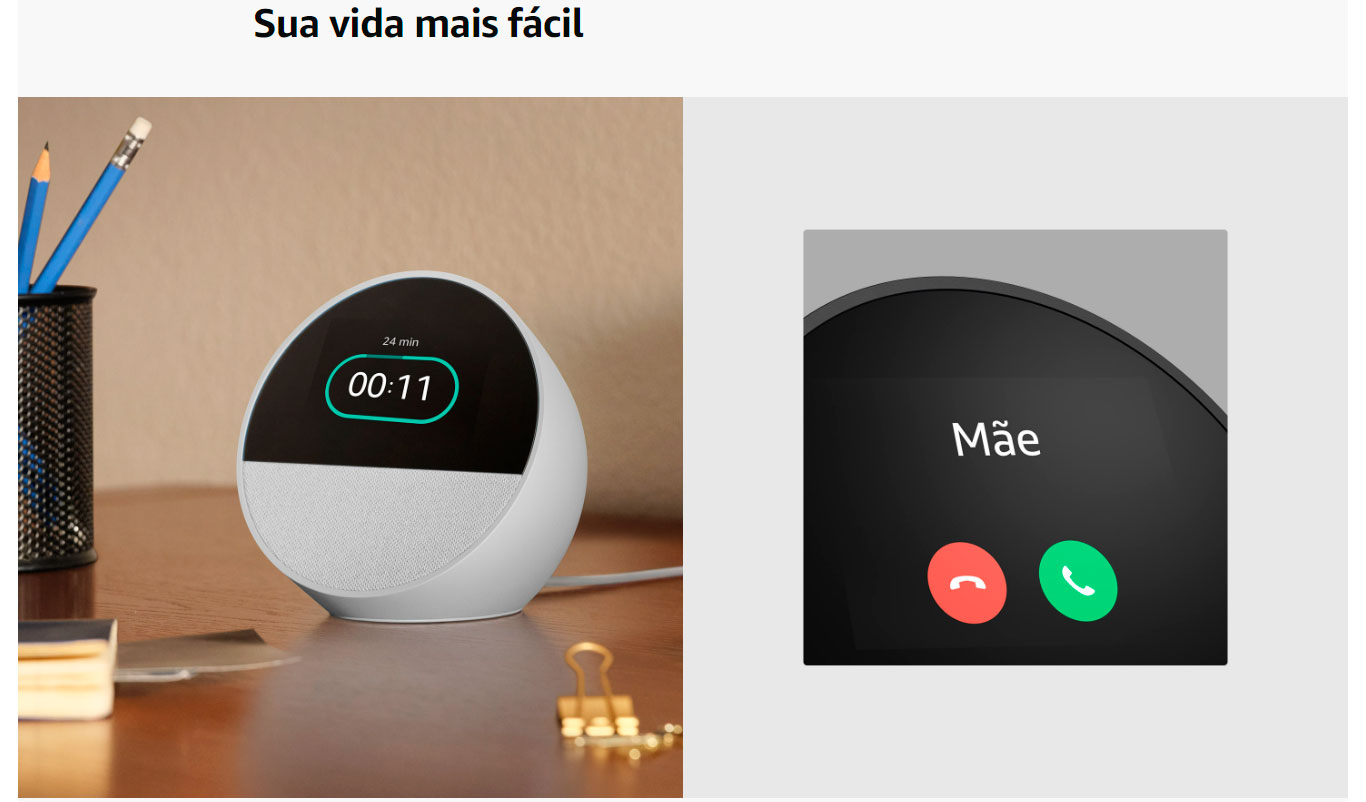 Echo Spot (2024) com Alexa Branco