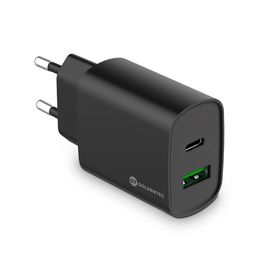 Carregador-de-Parede-Fast-Charge-Goldentec-USB-C-20W---USB-3.0-20W-Bivolt-Preto