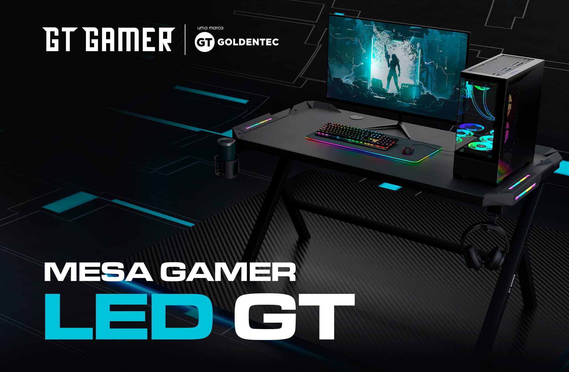 Mesa Gamer Goldentec GT Gamer LED 2024