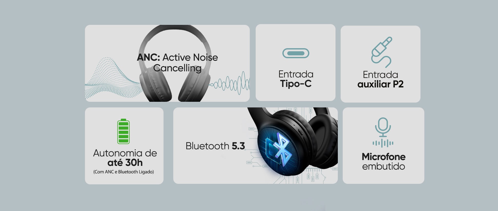 Headphone Bluetooth Goldentec GT Zen ANC Preto