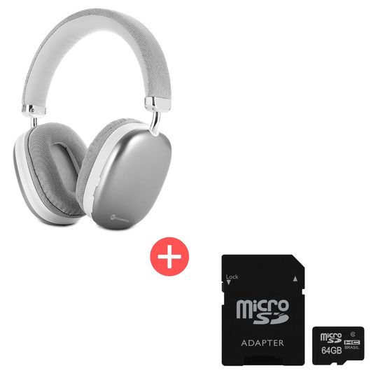 Headphone-Bluetooth-Goldentec-GT-Max-Prata---Cartao-de-Memoria-MicroSD-64GB-com-Adaptador-SD--Goldentec