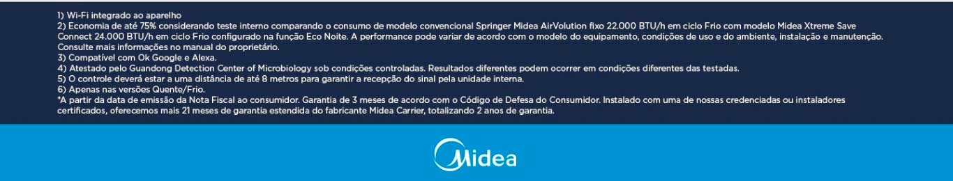 Ar Condicionado Inverter Btus Midea XtremeSave Connect Frio 220V