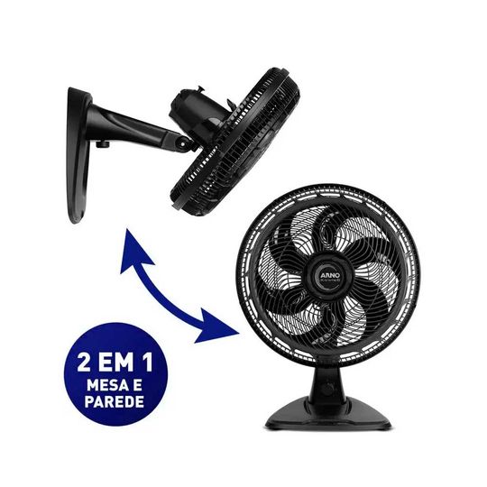 Ventilador 2 em 1 Mesa e Parede Arno X-Treme 6 VE60 140W Preto 220V