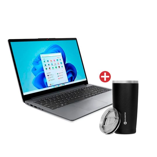 Kit-com-Notebook-Lenovo-Ideapad-1-i3-1215U-15.6--HD-4GB-SSD-256GB-W11----Copo-Termico-Goldentec-GT-Colors-600ml-Preto