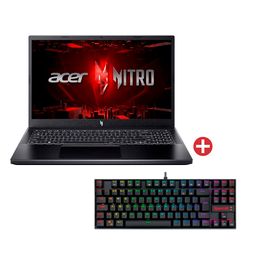 ﻿Kit-com-Notebook-Gamer-Acer-Nitro-V15-ANV15-51-58AZ-i5-13ª-Geracao-8GB-512GB-SSD-Preto---﻿﻿Teclado-Gamer-Mecanico-Redragon-Kumara-Pro-RGB-Preto