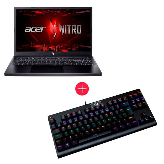 Notebook-Gamer-Acer-Nitro-V15-ANV15-51-58QL-Intel-Core-i5-8GB-512GB-SSD---Teclado-Gamer-Redragon-Dark-Avenger-Rainbow-Switch-Vermelho