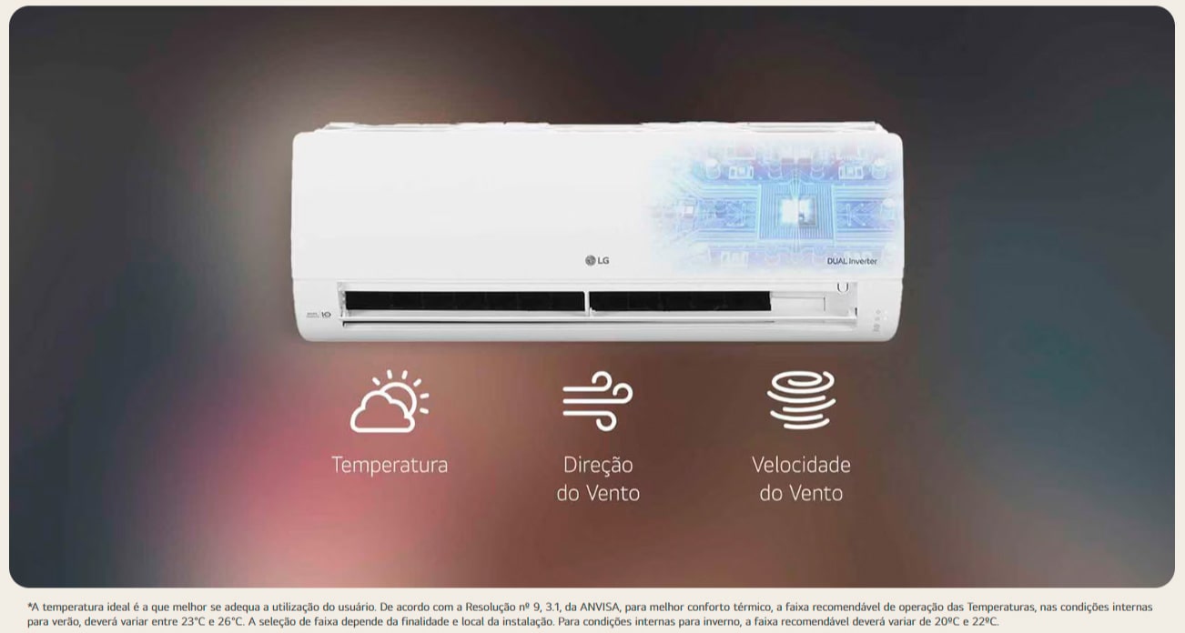 Ar Condicionado Inverter 24000 Btus LG Dual Inverter Voice +AI, Frio, Conexão Wi-Fi, Branco, 220V