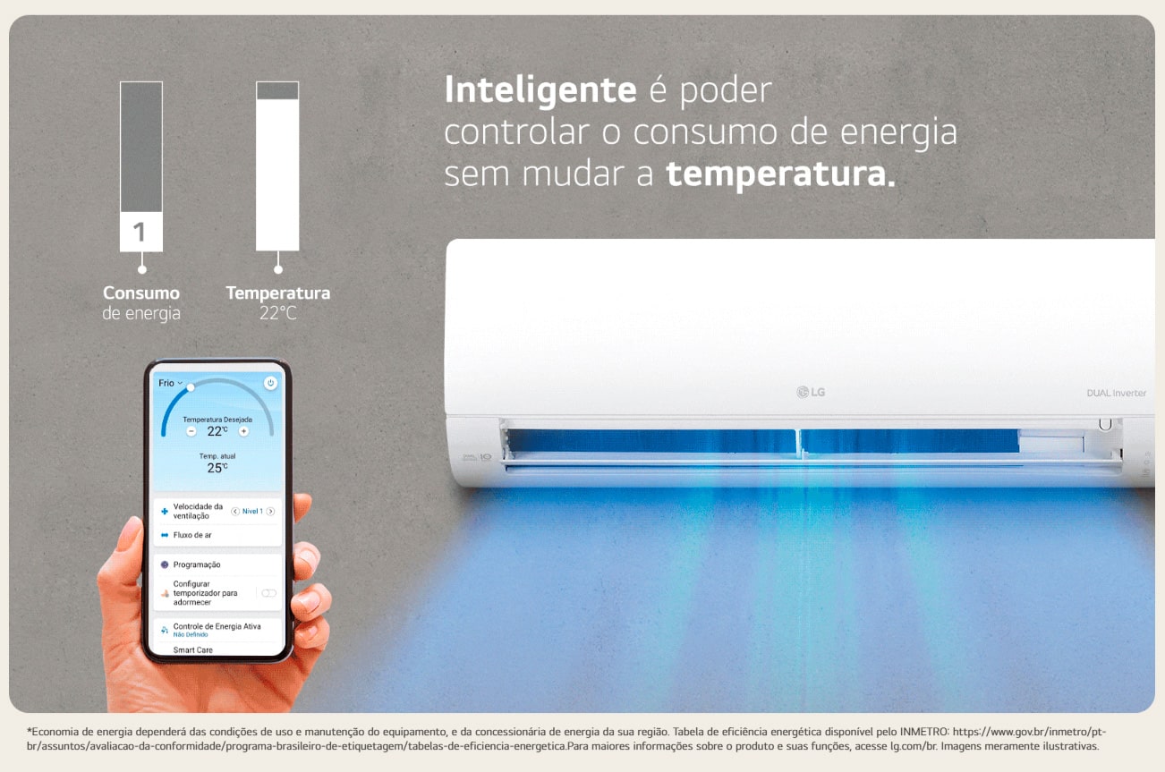 Ar Condicionado Inverter 24000 Btus LG Dual Inverter Voice +AI, Frio, Conexão Wi-Fi, Branco, 220V