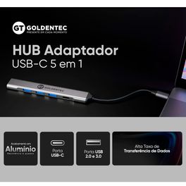 Hub-Adaptador-Goldentec-USB-C-5-em-1-com-USB-C-USB-3.0-e-USB-2.0