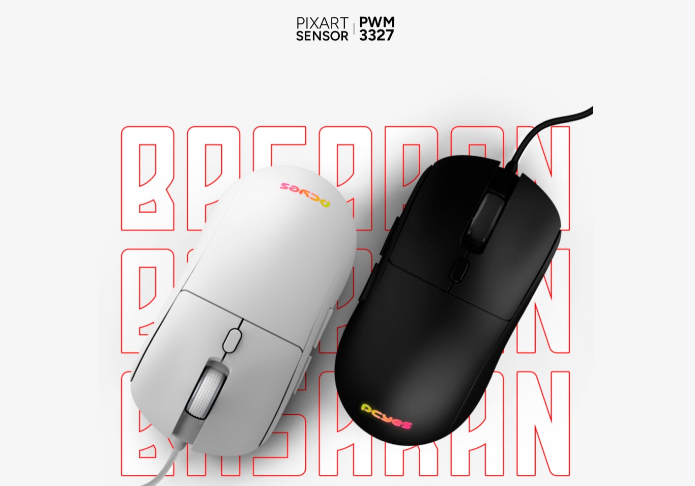 Mouse Gamer PCYes Basaran White Ghost RGB, 12400DPI, 6 Botões