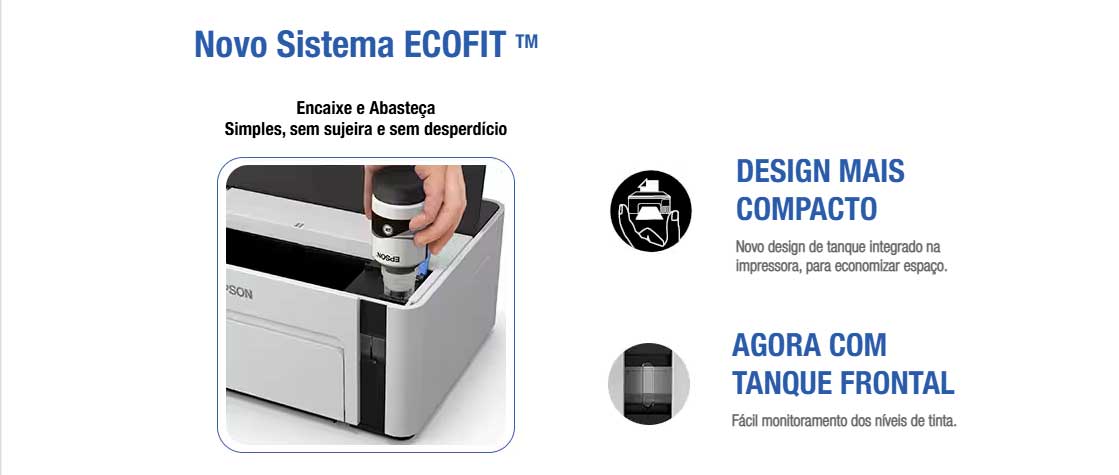 Impressora Tanque de Tinta Epson EcoTank M1120, Monocromática, Wi-Fi, Bluetooth<br/>